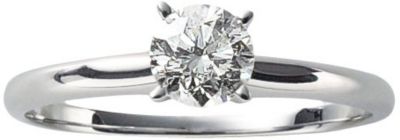 14K White Gold Round Diamond Solitaire Ring