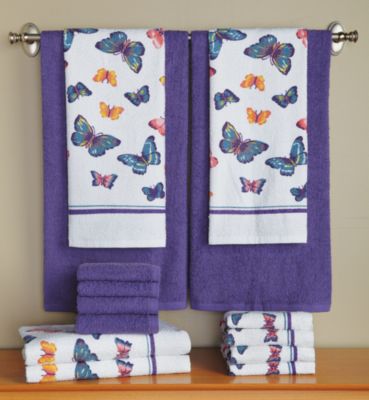 14-pc. Butterfly Print and Solid Towel Set