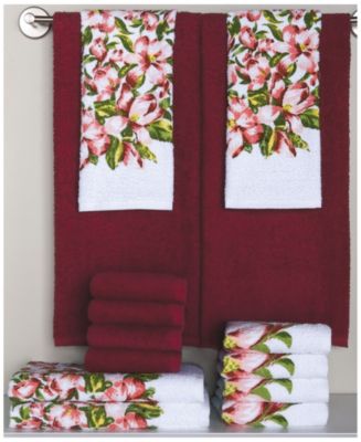 14pc. Magnolia Print and Solid Towel Set