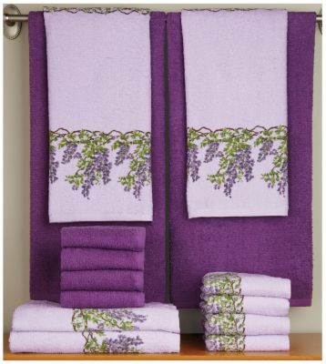 14-pc. Wisteria Print and Solid Towel Set