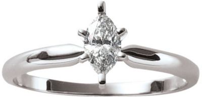14K White Gold Marquise Diamond Solitaire Ring