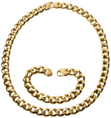 Men's Goldtone Stainless Steel Necklace & Bracelet