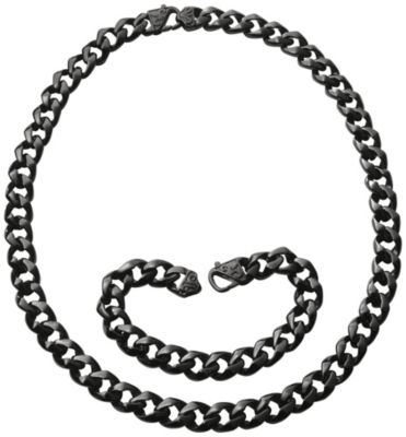 Men's Black Stainless Steel Necklace & Bracelet