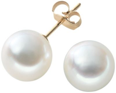 14K Gold 7.5-8mm Cultured Freshwater Pearl Studs