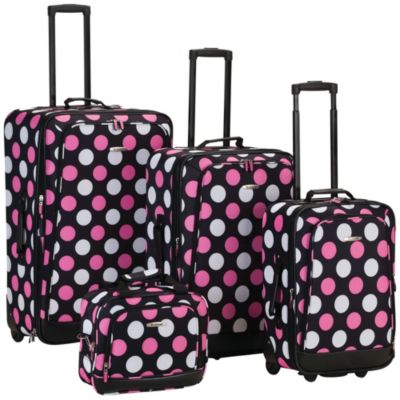 Fox Luggage 4 Piece Pink Dot Luggage Set