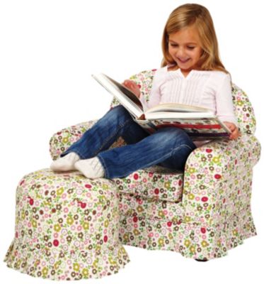 Kids Chair + Ottoman, Floral
