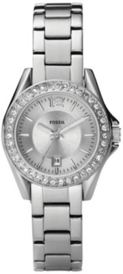 Fossil Ladies' Mini Riley Silvertone Glitz Watch