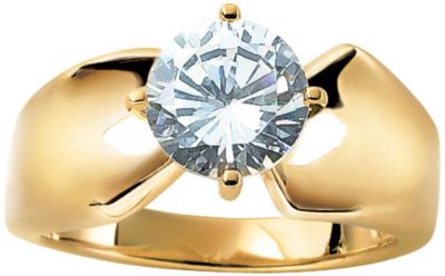 Save 30% 18K Gold over Silver CZ Engagement Ring