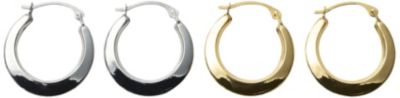 10K Polished Knife Edge Hoop Earrings Set