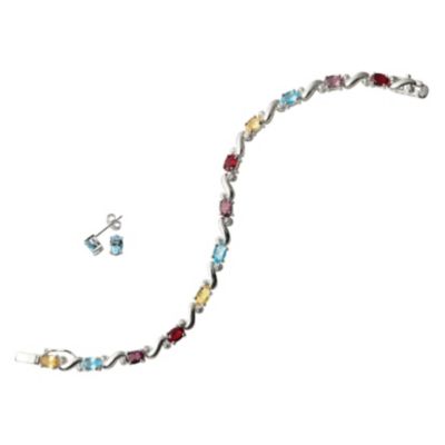 Sterling Silver Simulated Gemstone Jewelry Set