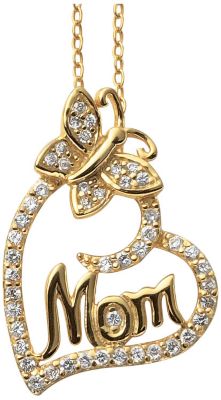 14K Gold over Silver Mom Pendant & Earrings Set