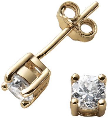 14K Gold over Silver Cross & CZ Stud Earrings Set