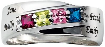 Sterling Silver Family Birthstone Band