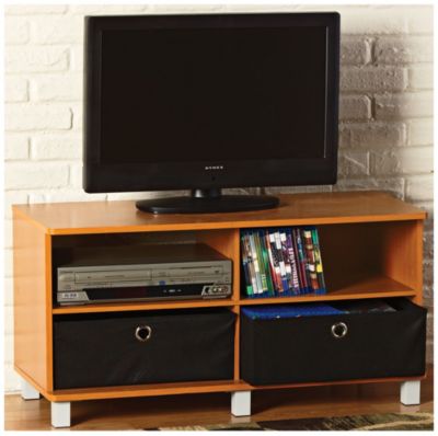 Entertainment Center with 2 Storage Bins-Cherry