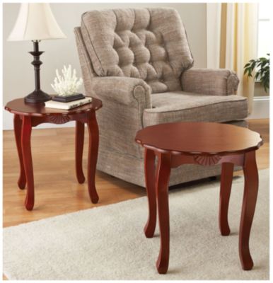 Queen Anne Set of 2 End Tables-Cherry