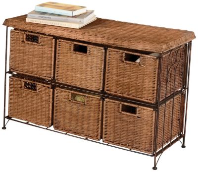 6 Drawer Lowboy Wicker Cabinet