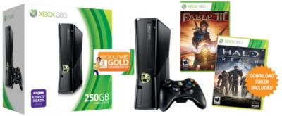XBox 360 250 GB w/Reach,Fable 3,Live Subscription