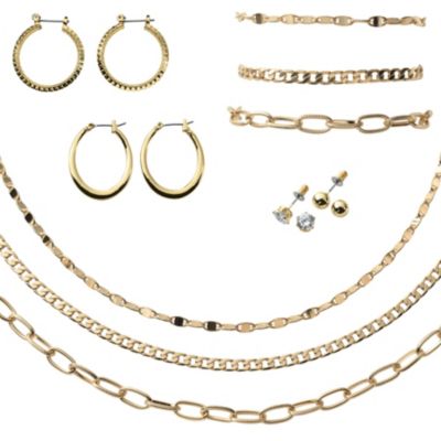 Goldtone 10 Piece Jewelry Set