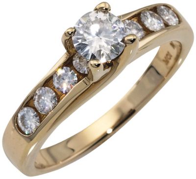 14K Gold Moissanite Channel Set Engagement Ring