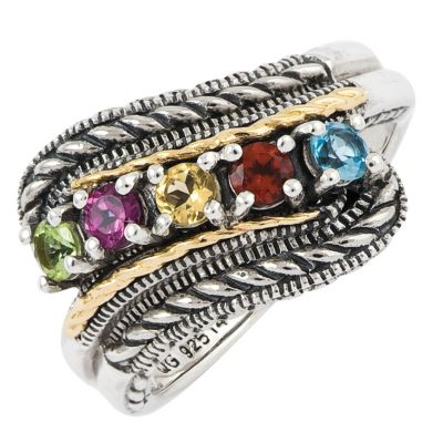 Sterling Silver & 14K Gold Family Birthstone Ring