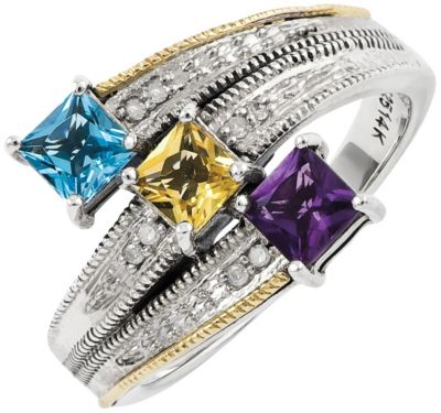 Sterling Silver & 14K Gold Family Birthstone Ring