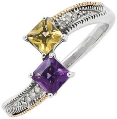 Sterling Silver & 14K Gold Family Birthstone Ring