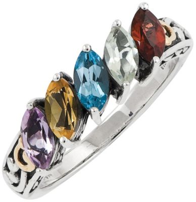 Sterling Silver & 14K Gold Family Birthstone Ring