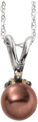 10K Brown Cultured Pearl & Diamond Pendant