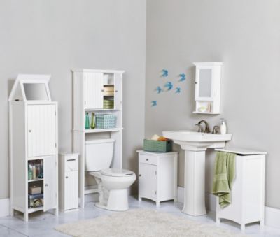 Hamptons Bathroom Bureau w/Flip Top Mirror