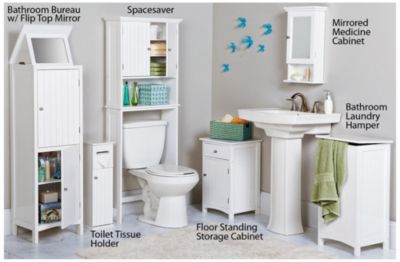 Hamptons Bathroom Bureau w/Flip Top Mirror