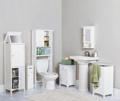 Hamptons Bathroom Bureau w/Flip Top Mirror