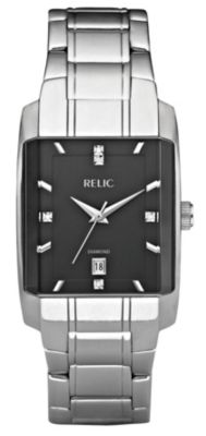 Relic Mens Silvertone Allen Rectangular Watch