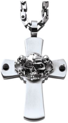 Men's Stainless Steel Skull Cross & Bracelet Set