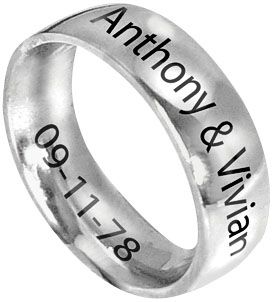 Personalized Stainless Steel Wedding Band for Him