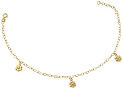 14K Gold over Silver Ankle Bracelet & Toe Ring Set