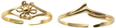 14K Gold over Silver Ankle Bracelet & Toe Ring Set