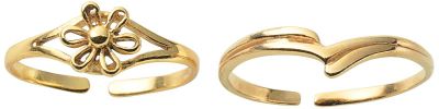 14K Gold over Silver Ankle Bracelet & Toe Ring Set