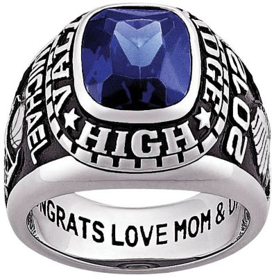 Men's Silvertone Cushion Cut Class Ring