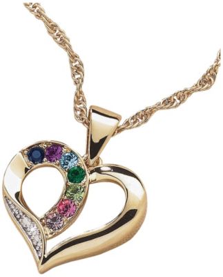 Goldtone Mother's Birthstone Heart Pendant