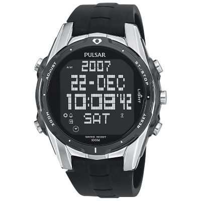 Pulsar Men's Black Digital World Timer Watch