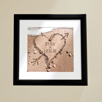 Personalized Heart in Sand Framed Print