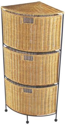 3 Tier Wicker & Iron Corner Chest