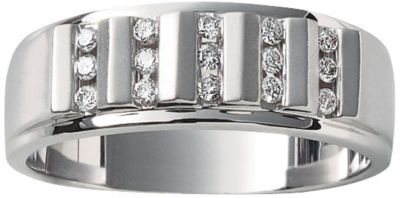 14K White Gold Men's Diamond Ring