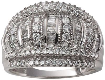 14K White Gold 1 cttw Diamond Cluster Ring
