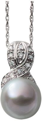 10K White Gold Gray Cultured Pearl Pendant