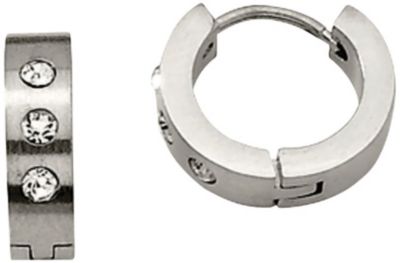Chisel Stainless Steel CZ Cuff Style Hoop Earrings