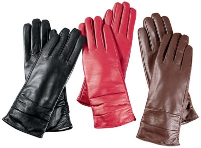 Guantes de cuero con ruches