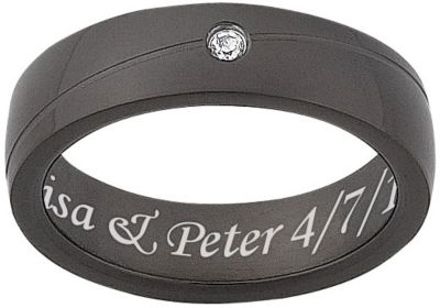 Stainless Steel Black CZ Band