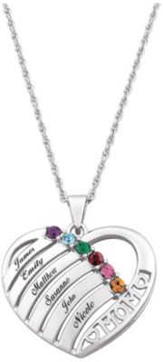 Silvertone Family Heart Pendant
