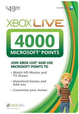 Xbox 360 Live 4000 Point Card